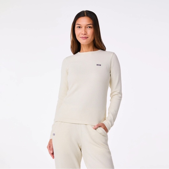 Women’s Fig Cream  Long Sleeve Waffle Thermal Top - Picture 1 of 12